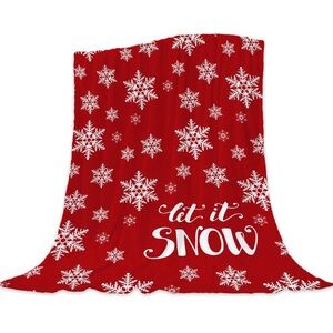 Festive Red Holiday Blanket with Snowflakes